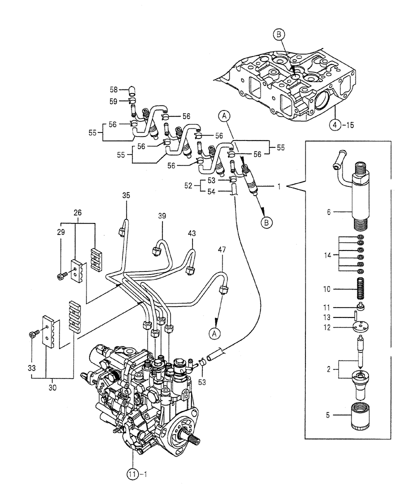 Схема запчастей Case CX50B - (08-013) - FUEL INJECTION VALVE ENGINE COMPONENTS