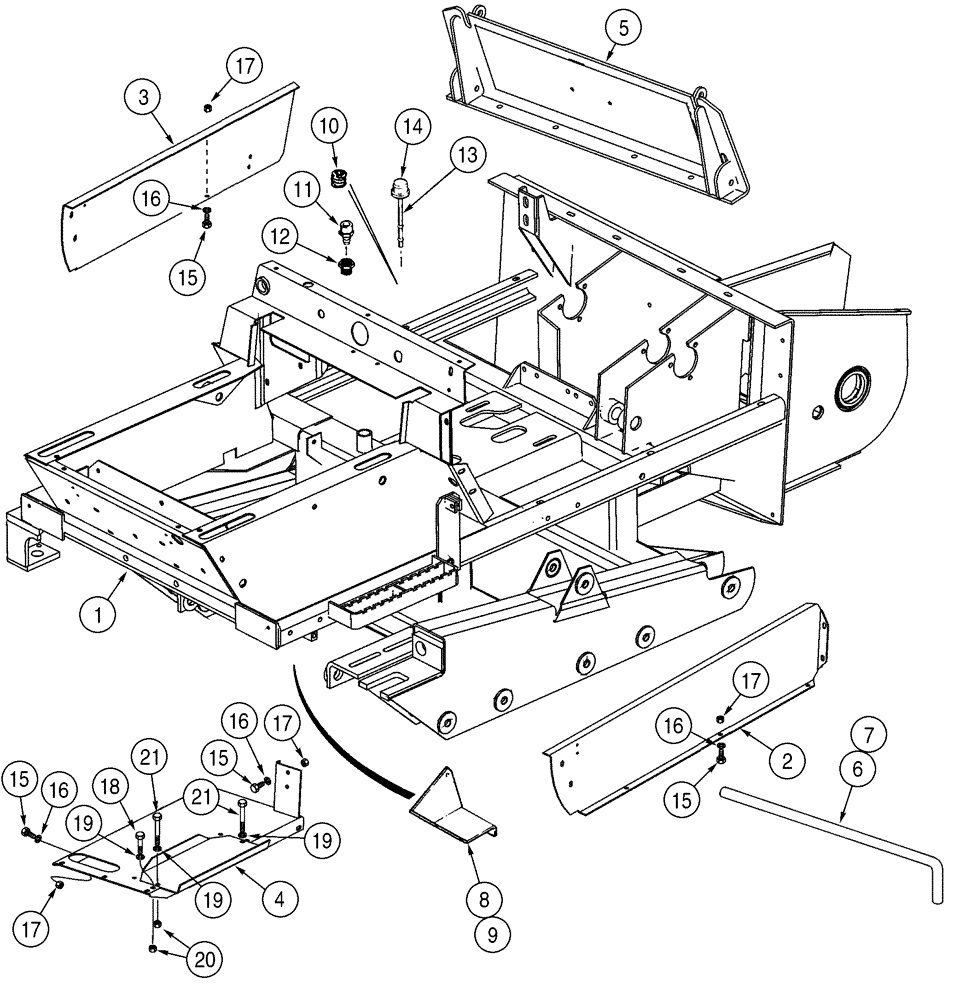 Схема запчастей Case TF300B - (09-02) - MOUNTING CHASSIS AND PANELS (09) - CHASSIS/ATTACHMENTS