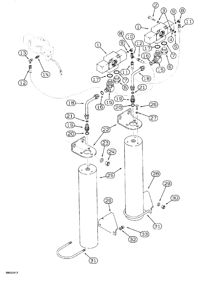 Схема запчастей Case 921 - (8-098) - RIDE CONTROL HYDRAULIC CIRCUIT, DIRECTIONAL VALVES TO MASTER VALVE AND ACCUMULATORS (08) - HYDRAULICS