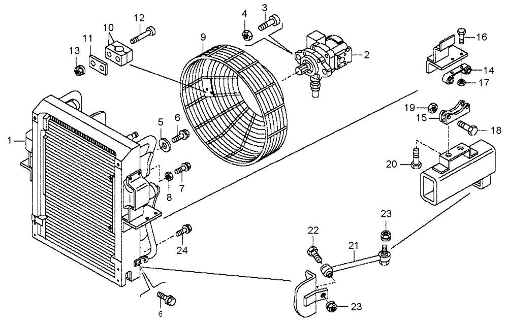 Схема запчастей Case 335B - (04A00000634[001]) - RADIATOR / HYDRAULIC FAN MOTOR (87585039) (01) - ENGINE