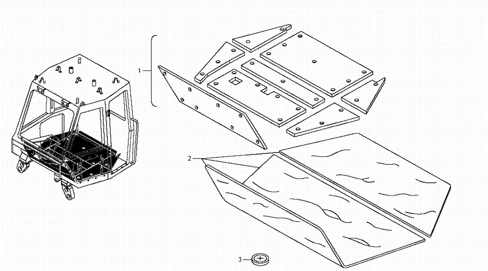 Схема запчастей Case 340B - (51A00001284[002]) - INSULATING PANELS, CAB BOTTOM (P.I.N. HHD0340BN7PG58147 AND AFTER) (87580533) (10) - Cab/Cowlings