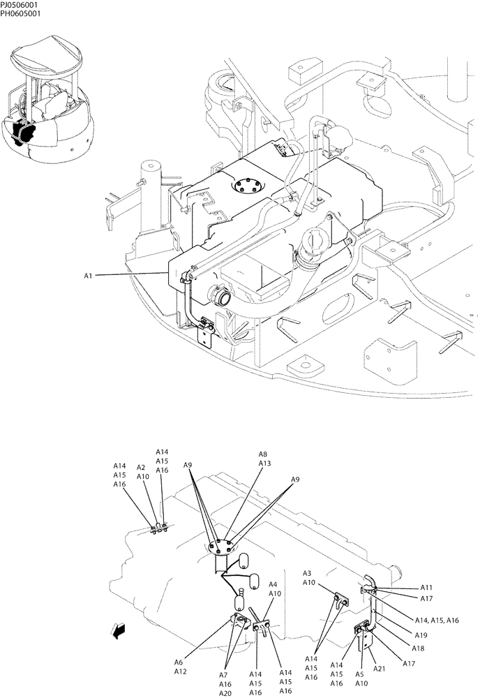 Схема запчастей Case CX50B - (01-014) - TANK ASSY, FUEL (CANOPY) P/N PH20P00017F1 (10) - ENGINE