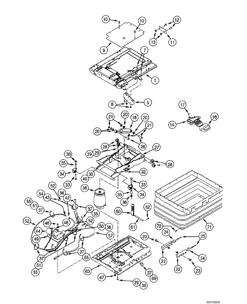 Схема запчастей Case 885 - (09.57[00]) - SEAT ASSEMBLY - LOWER SEAT ASSEMBLY (OPTIONAL) (09) - CHASSIS