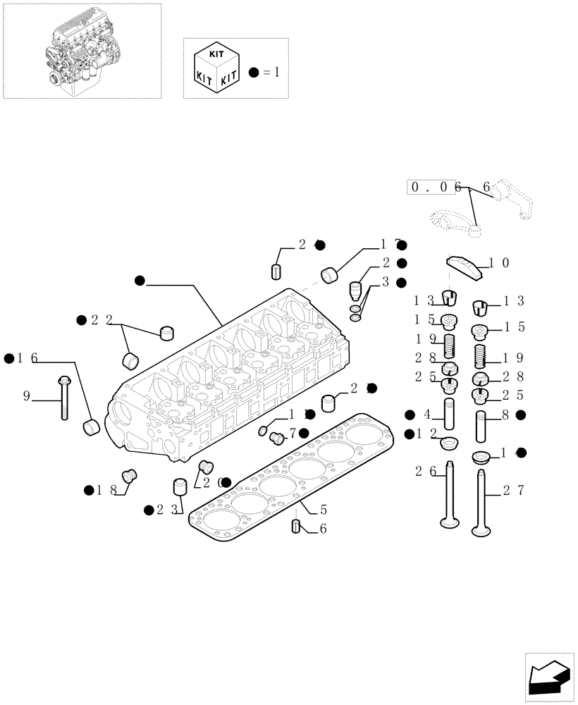 Схема запчастей Case F3BE0684E B003 - (0.06.0[01]) - CYLINDER HEAD & RELATED PARTS (504053191 - 504053193 - 504053195) 