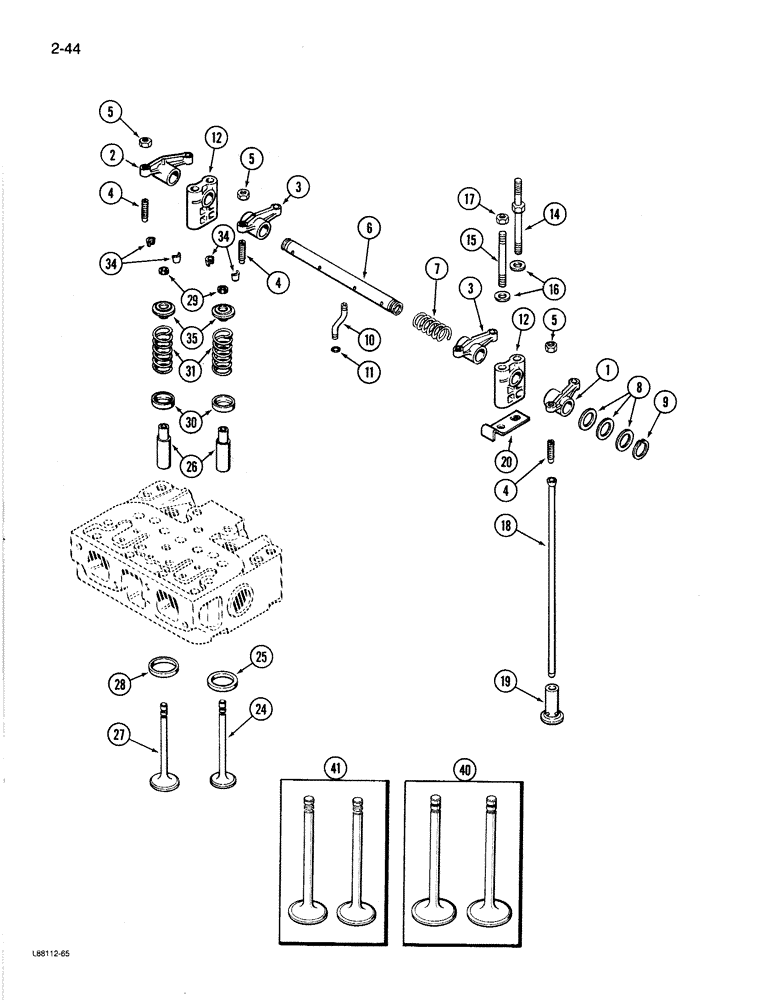 Схема запчастей Case 1080B - (2-44) - VALVE MECHANISM, 504BDT ENGINE (02) - ENGINE