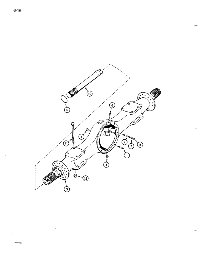 Схема запчастей Case 1085B - (6-016) - REAR DRIVE AXLE, HOUSING AND MOUNTING PARTS (06) - POWER TRAIN