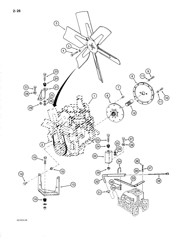 Схема запчастей Case 1187B - (2-26) - ENGINE MOUNTING AND ADAPTING PARTS, USED ON MODELS WITH CASE ENGINE (02) - ENGINE