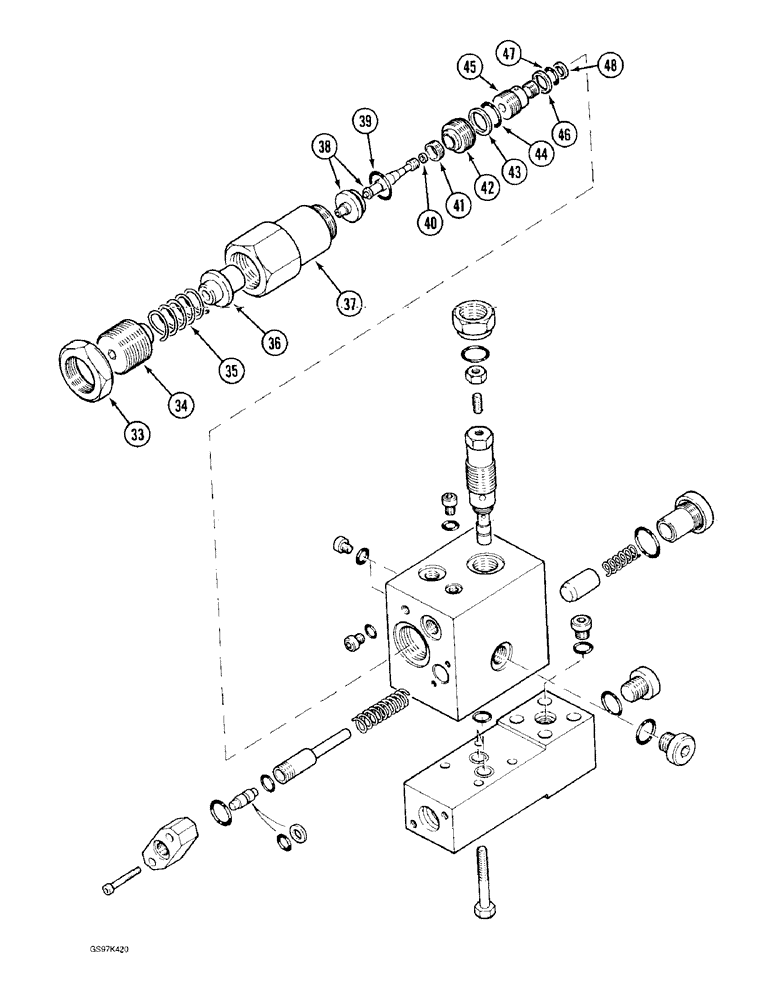 Схема запчастей Case 170C - (8-142) - CRANING VALVE, USED WITH BOOM CYLINDER CIRCUIT (08) - HYDRAULICS