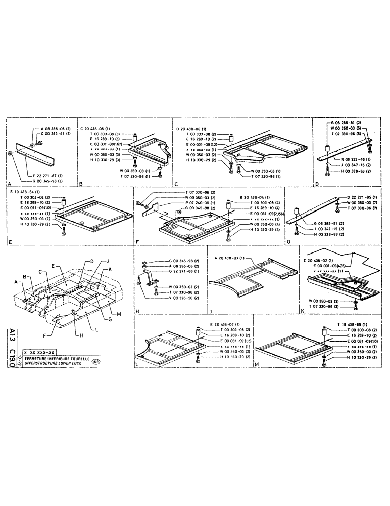 Схема запчастей Case RC200 - (008) - UPPERSTRUCTURE LOWER LOCK 