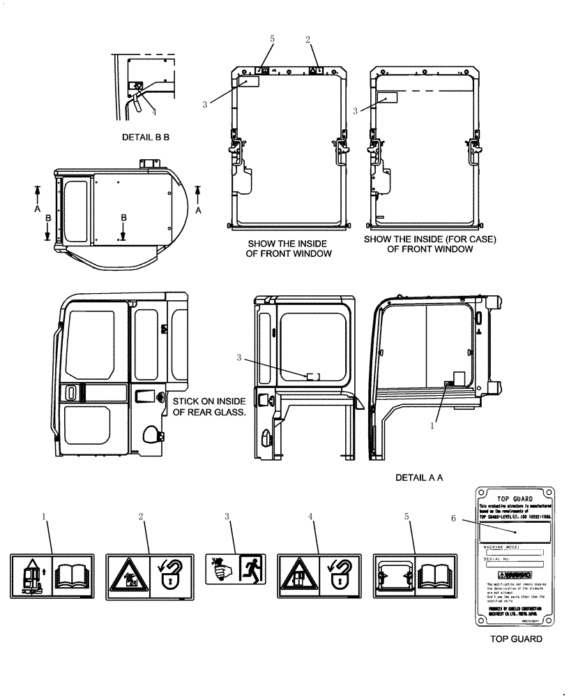 Схема запчастей Case CX22B - (965-18[1]) - DECALS - CANOPY (CAB) (90) - PLATFORM, CAB, BODYWORK AND DECALS