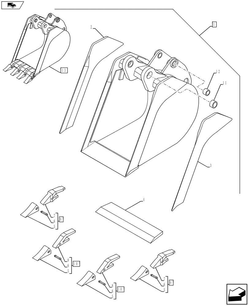 Схема запчастей Case 580SN - (88.084.04) - DIA KIT, UNIVERSAL BUCKET - 18IN/457MM (88) - ACCESSORIES