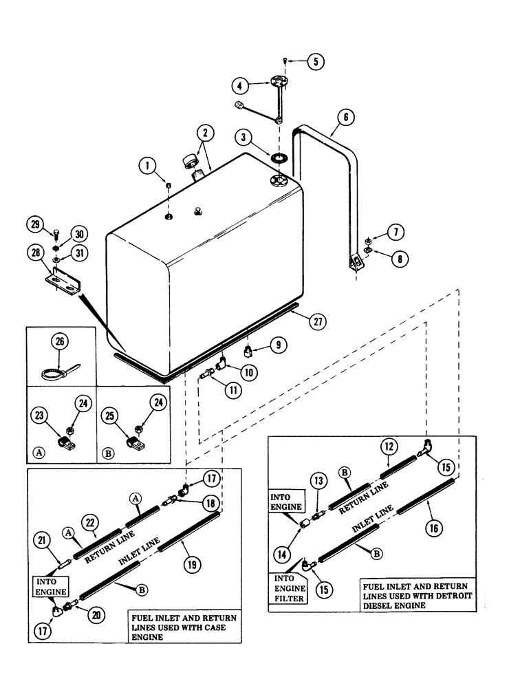 Схема запчастей Case 40 - (080) - FUEL TANK AND LINES (10) - ENGINE