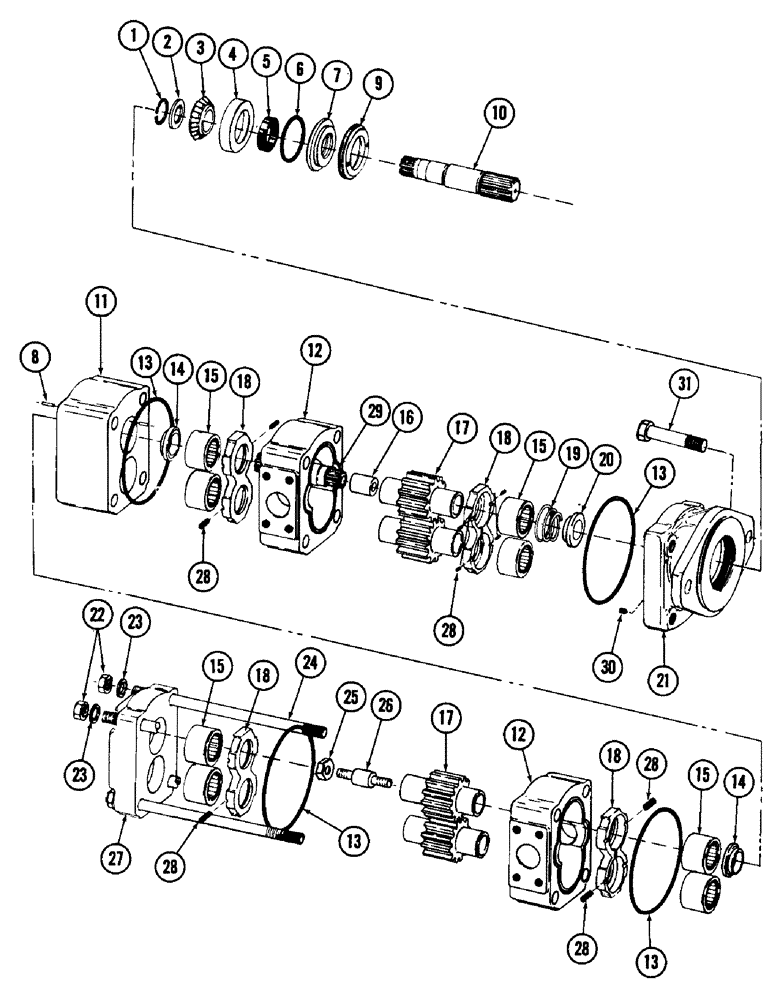 Схема запчастей Case 880 - (196) - MAIN PUMP (07) - HYDRAULIC SYSTEM