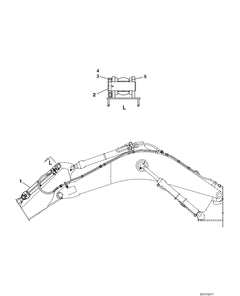 Схема запчастей Case CX800 - (09-55) - BUCKET CYLINDER - MOUNTING (09) - CHASSIS