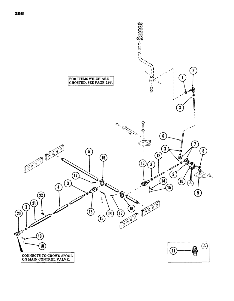 Схема запчастей Case 980B - (256) - CROWD CONTROL HANDLE AND ATTACHING PARTS, (USED ON UNITS WITH PIN 6204051 AND AFTER) (05) - UPPERSTRUCTURE CHASSIS