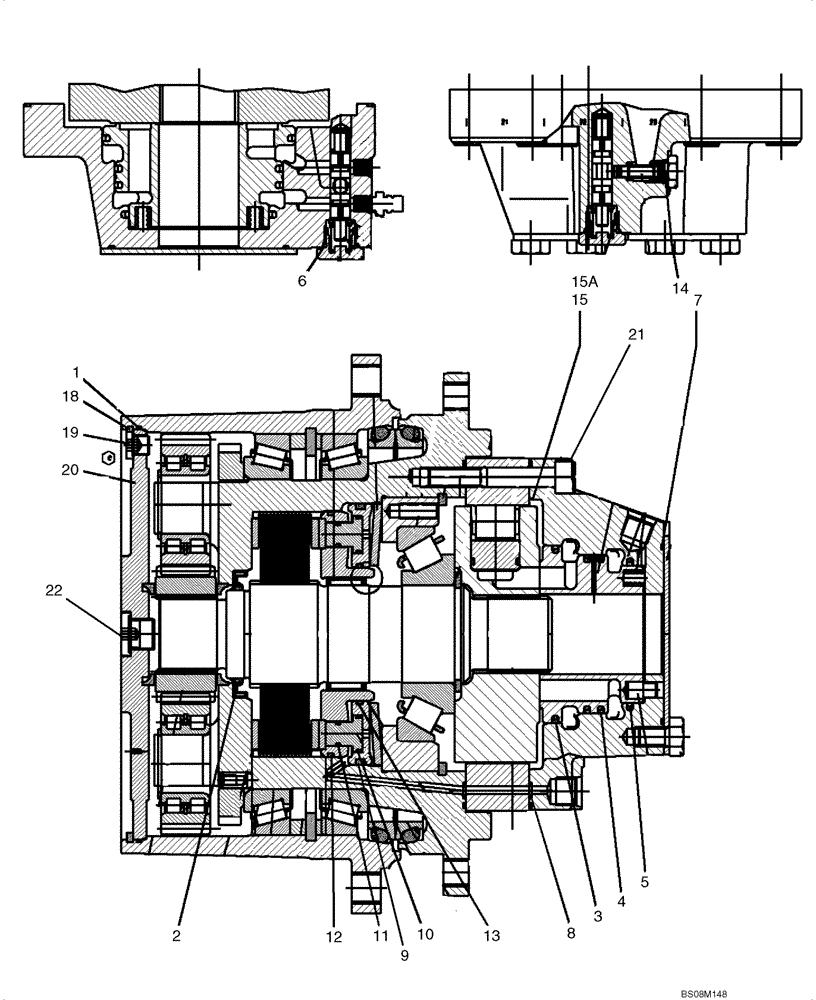 Схема запчастей Case 420CT - (06-08B) - MOTOR ASSY - REXROTH - SINGLE SPEED (420CT) (06) - POWER TRAIN