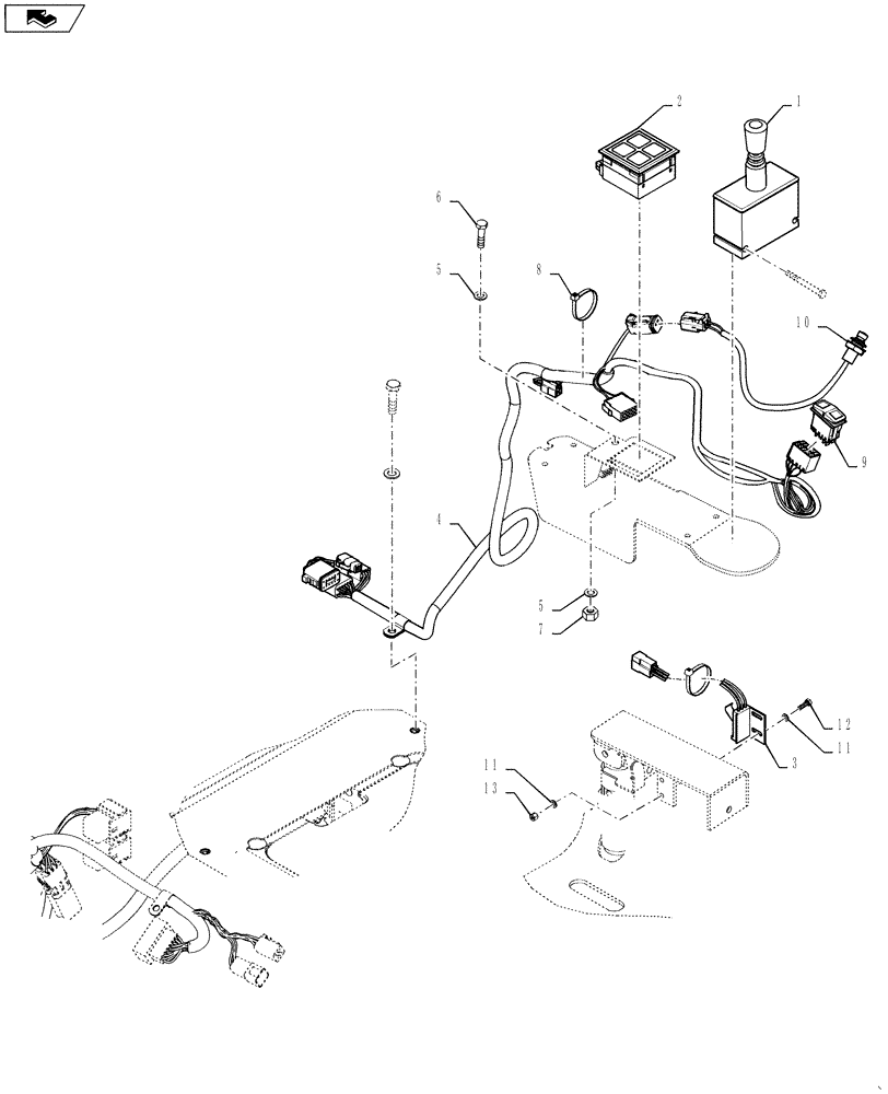 Схема запчастей Case 521F - (55.512.02) - JOYSTICK ASSEMBLY AND HARNESS (55) - ELECTRICAL SYSTEMS