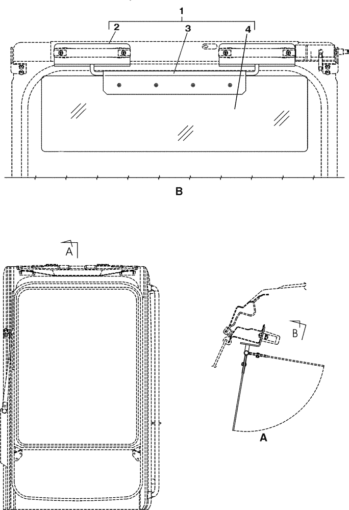 Схема запчастей Case CX800 - (09-042-01[01]) - CAB - SUN VISOR (09) - CHASSIS