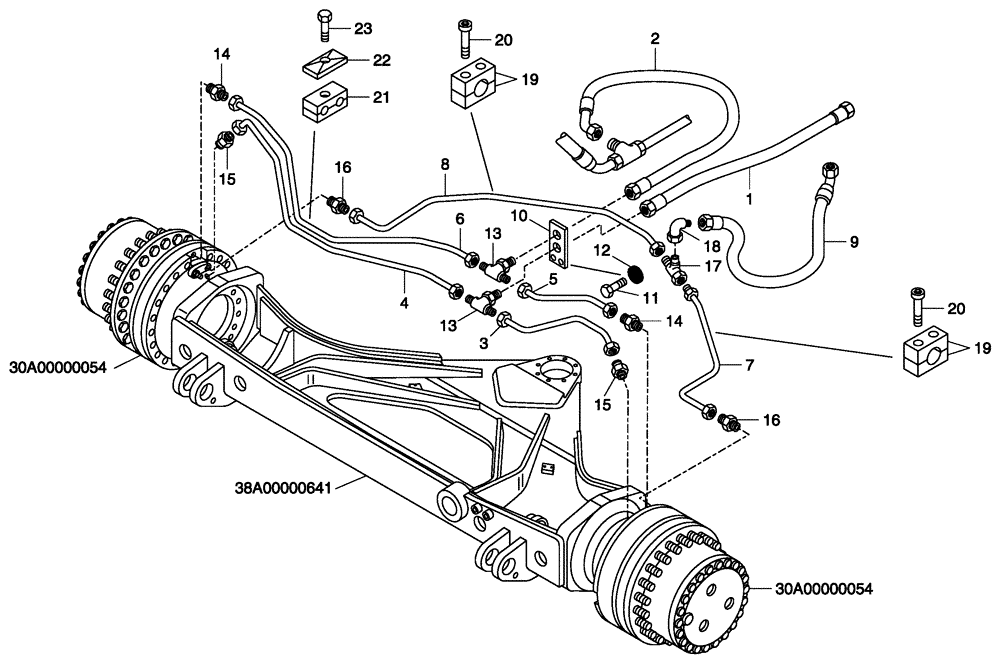 Схема запчастей Case 335 - (47A00001794[001]) - BRAKE SYSTEM - FRONT AXLE (33) - BRAKES & CONTROLS