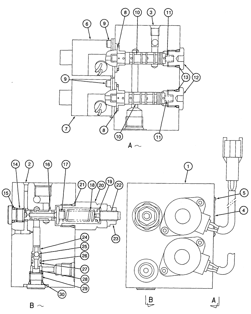 Схема запчастей Case 9050B - (8-146) - SWING BRAKE RELEASE VALVE (08) - HYDRAULICS