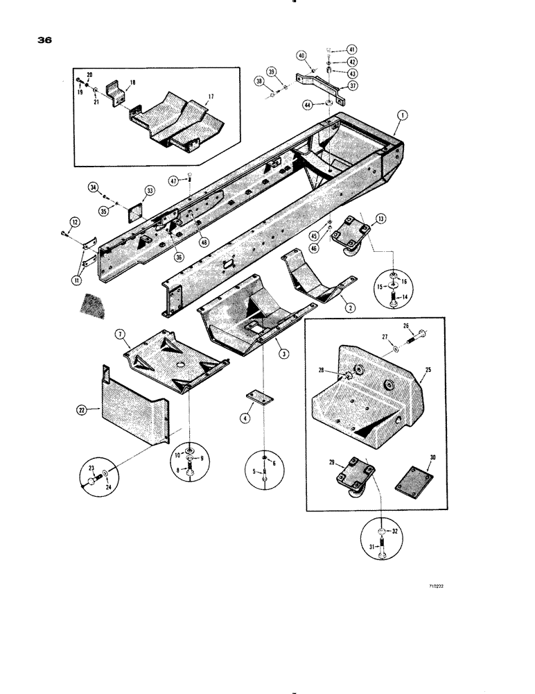 Схема запчастей Case 1150 - (036) - ENGINE FRAME AND RELATED PARTS, EARLY PRODUCTION GUARDS (01) - ENGINE