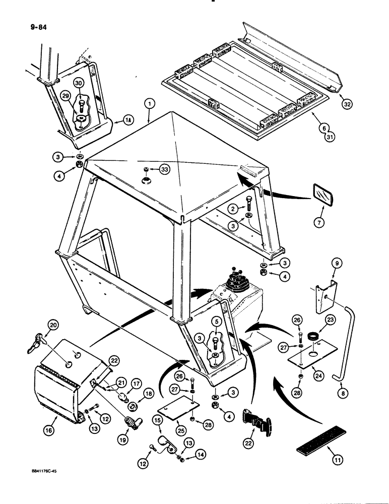 Схема запчастей Case W30 - (9-84) - CANOPY (09) - CHASSIS/ATTACHMENTS