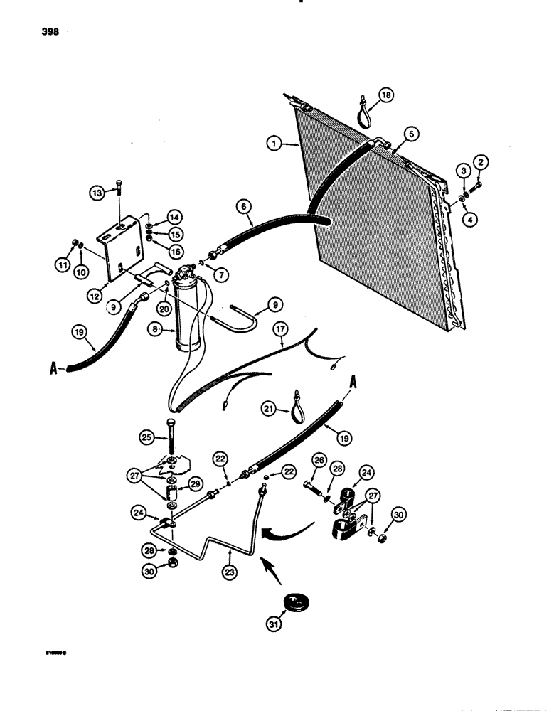 Схема запчастей Case 780B - (398) - AIR CONDITIONER SUPPLY LINES, CONDENSER TO RECEIVER-DRIER & CAB (09) - CHASSIS/ATTACHMENTS