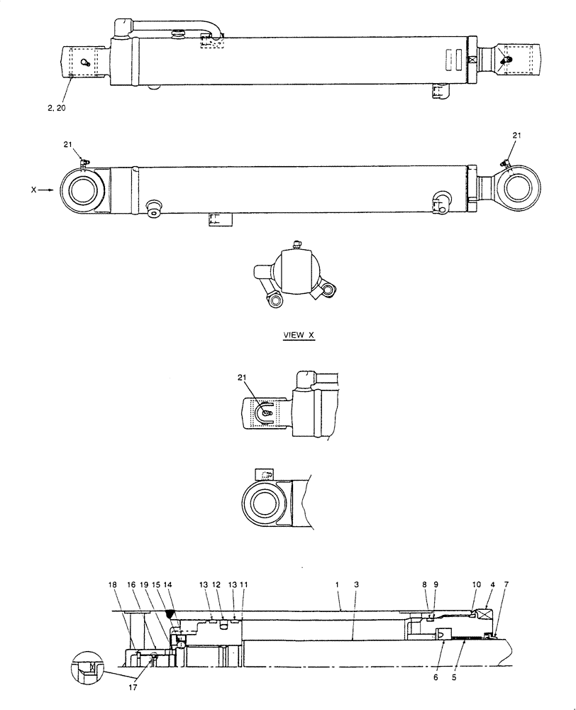 Схема запчастей Case CX36B - (HC650-01[1]) - ARM CYLINDER (35) - HYDRAULIC SYSTEMS