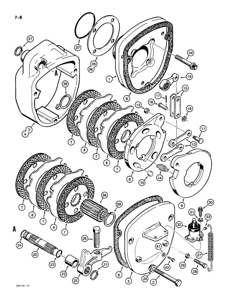 Схема запчастей Case 550 - (7-08) - TRANSMISSION BRAKE ASSEMBLY (07) - BRAKES