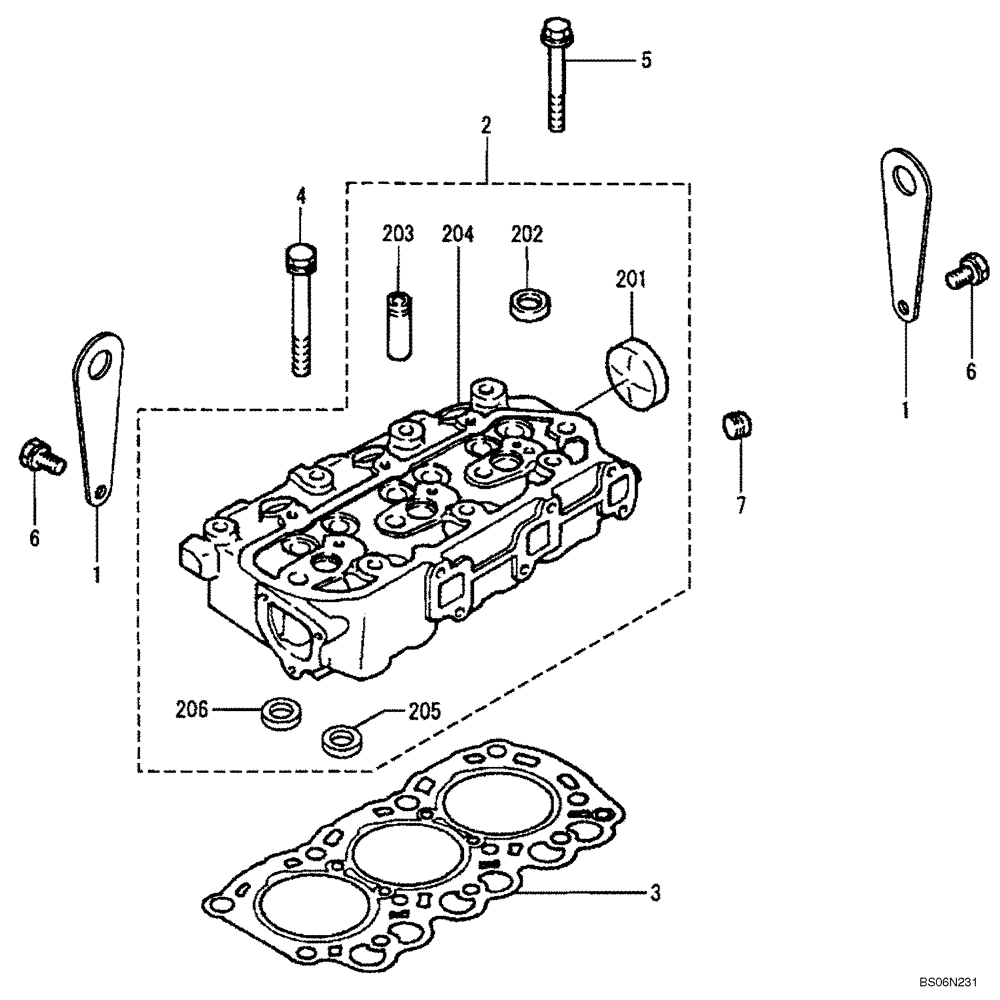 Схема запчастей Case CX17B - (09-001[00]) - CYLINDER HEAD (10) - ENGINE