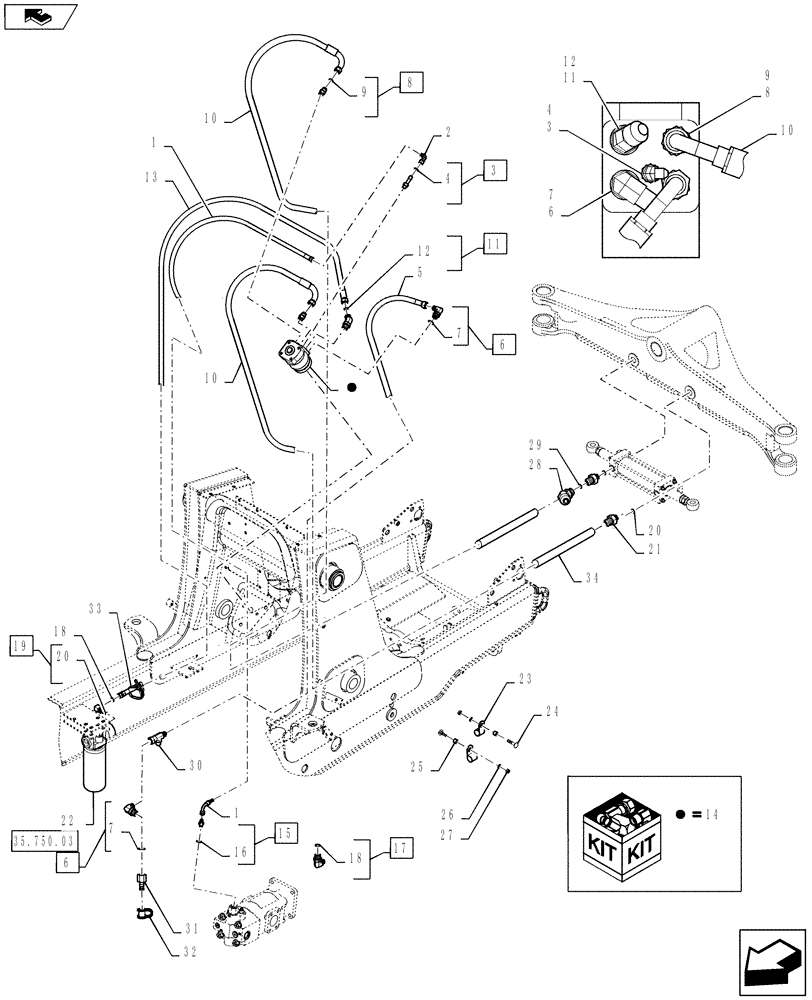 Схема запчастей Case 590SN - (41.200.04) - HYDRAULICS - STEERING (41) - STEERING