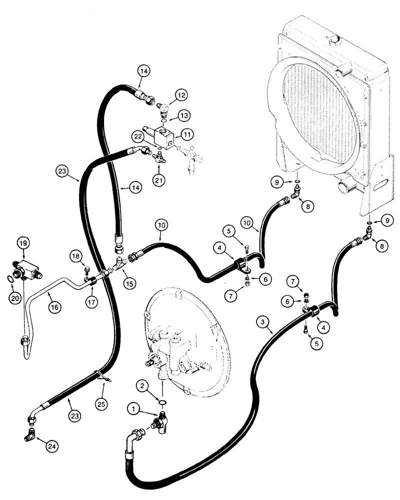 Схема запчастей Case 550H - (6-15) - HYDRAULIC CIRCUIT - CRAWLER, COOLING SYSTEM (06) - POWER TRAIN