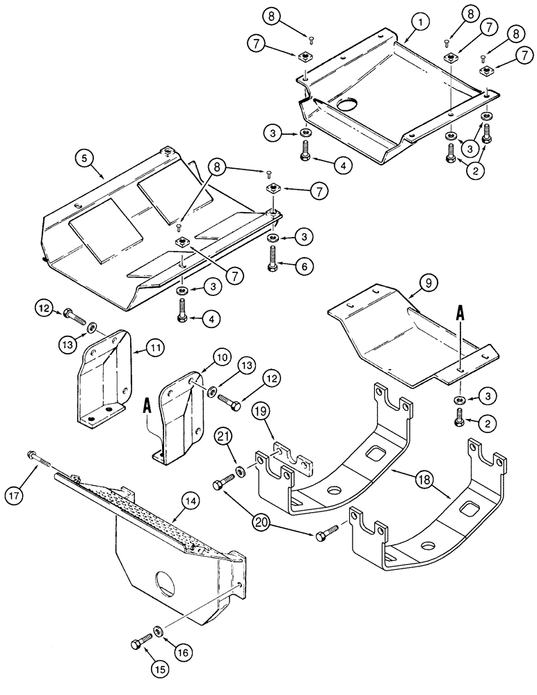 Схема запчастей Case 550H - (9-10) - SHIELDS, UNDERCARRIAGE - SHIELDS, TRANSMISSION (09) - CHASSIS/ATTACHMENTS