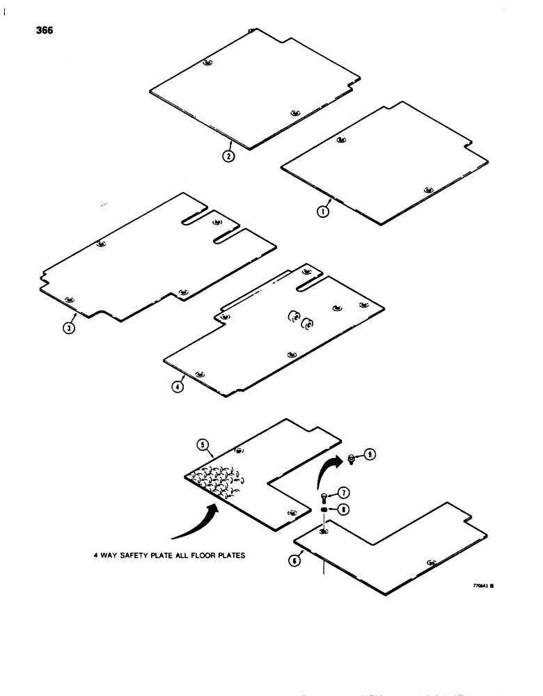 Схема запчастей Case 850B - (366) - FLOOR PLATES (05) - UPPERSTRUCTURE CHASSIS