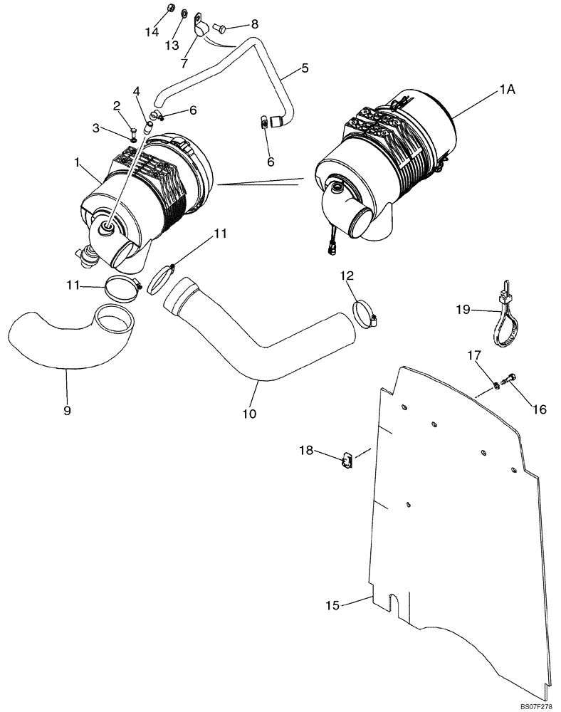 Схема запчастей Case 590SM - (02-04) - AIR CLEANER - AIR INTAKE PARTS (02) - ENGINE