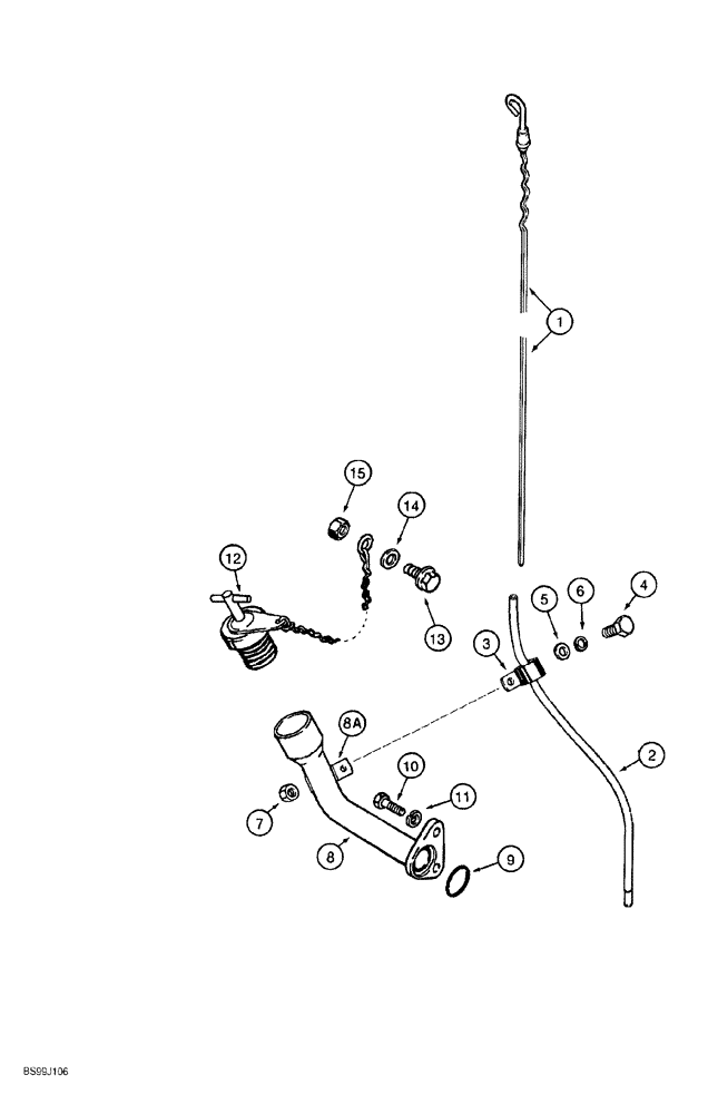 Схема запчастей Case 550G - (2-07A) - ENGINE DIPSTICK AND FILL TUBE CRAWLER P.I.N. JJG0255794 AND AFTER (01) - ENGINE