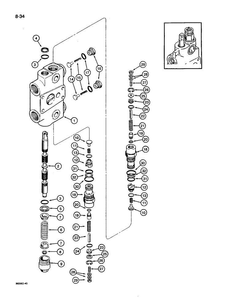 Схема запчастей Case 26D - (8-34) - G103403 BACKHOE CONTROL VALVE, SWING SECTION 