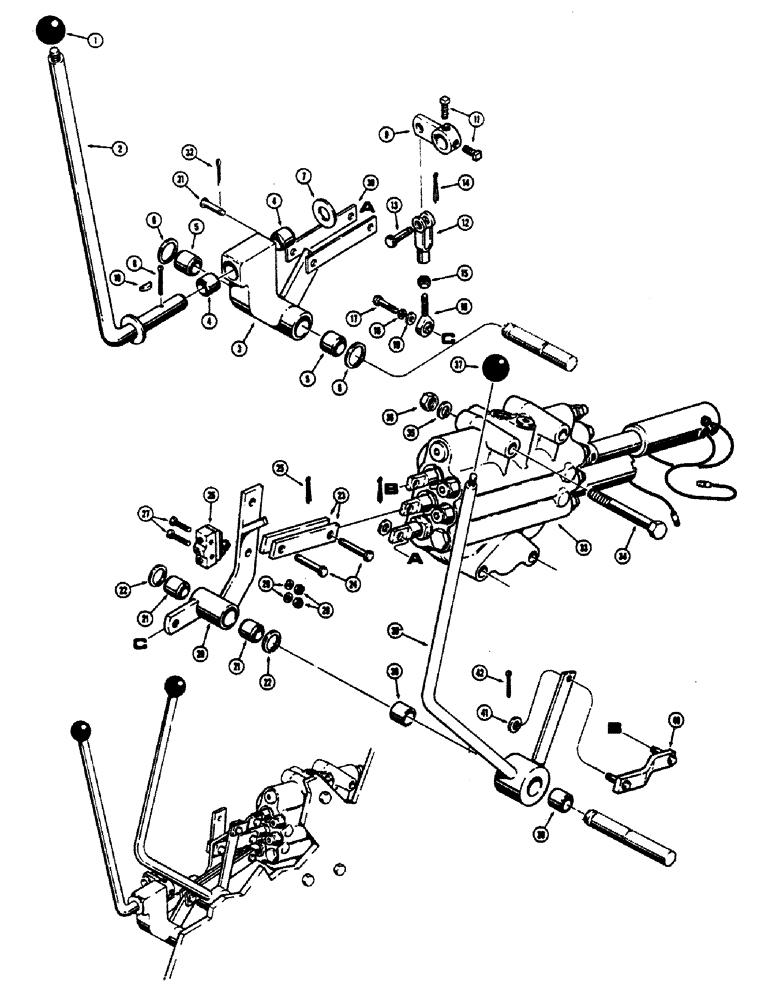 Схема запчастей Case 680CK - (128) - LOADER CONTROL VALVE AND LEVERS, 3 SPOOL LOADER VALVE (82) - FRONT LOADER & BUCKET