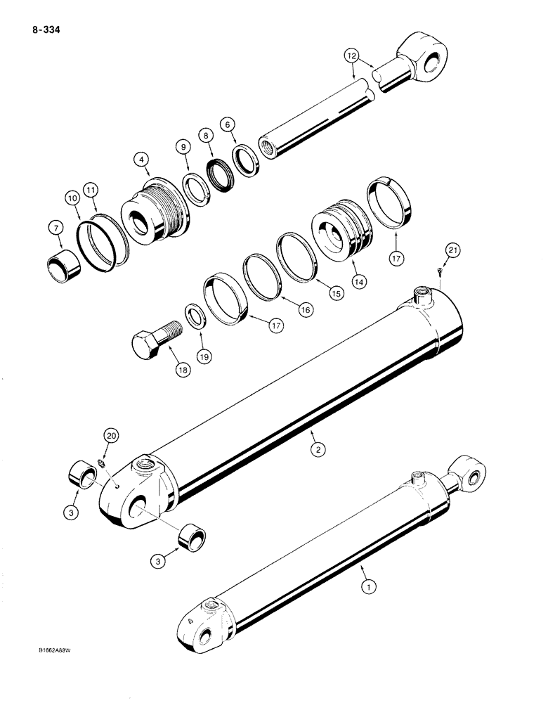 Схема запчастей Case 780C - (8-334) - G103057 BACKHOE STABILIZER CYLINDER (08) - HYDRAULICS