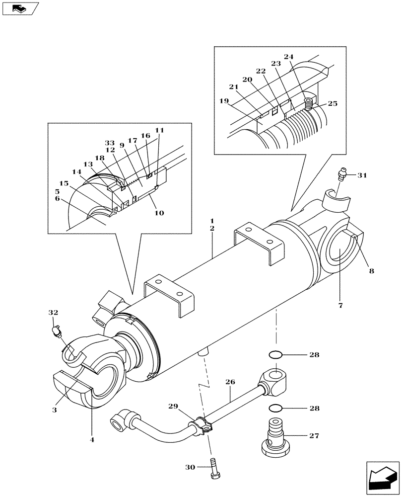 Схема запчастей Case CX235C SR - (35.741.02) - BLADE CYLINDER (35) - HYDRAULIC SYSTEMS