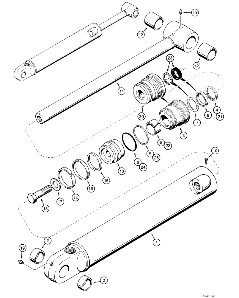 Схема запчастей Case 1845C - (08-66) - CYLINDER ASSY - BACKHOE BUCKET (NORTH AMERICA), D125 (08) - HYDRAULICS