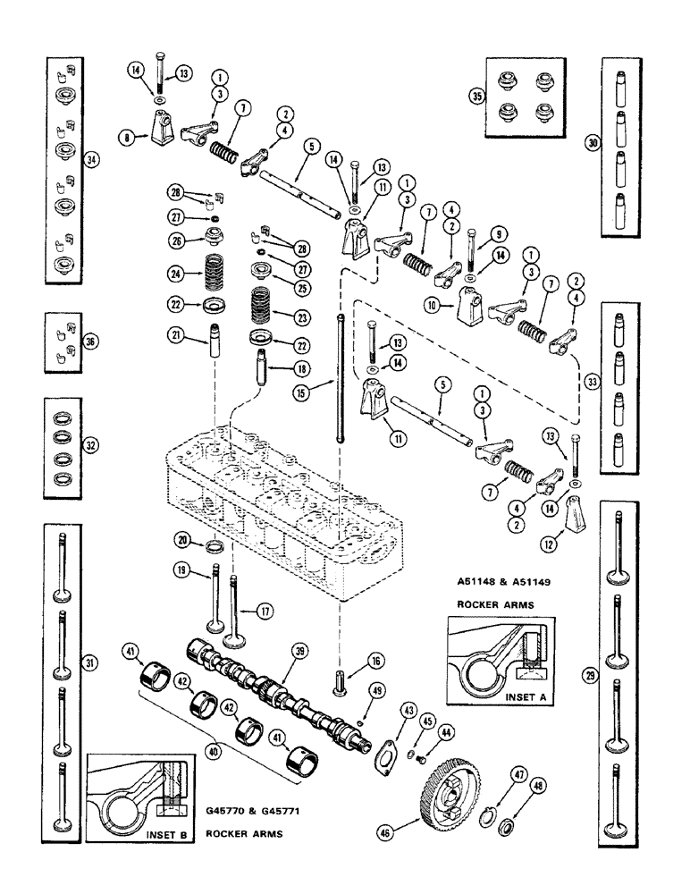 Схема запчастей Case 580B - (020) - VALVE MECHANISM AND CAMSHAFT, (188) DIESEL ENGINE (02) - ENGINE