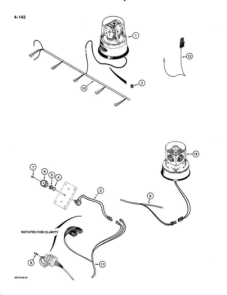 Схема запчастей Case 580K - (04-142) - ROTATING BEACON AND CIRCUIT (04) - ELECTRICAL SYSTEMS