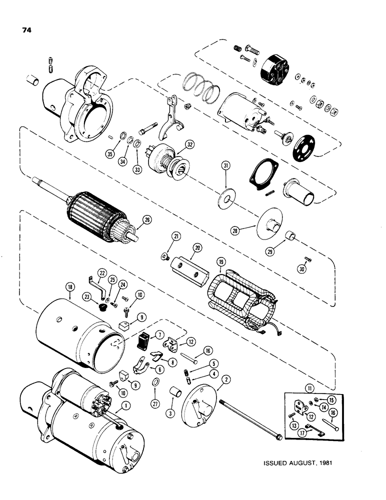 Схема запчастей Case 480C - (074) - R29870 STARTER, DELCO-REMY, 188 DIESEL ENGINE (55) - ELECTRICAL SYSTEMS