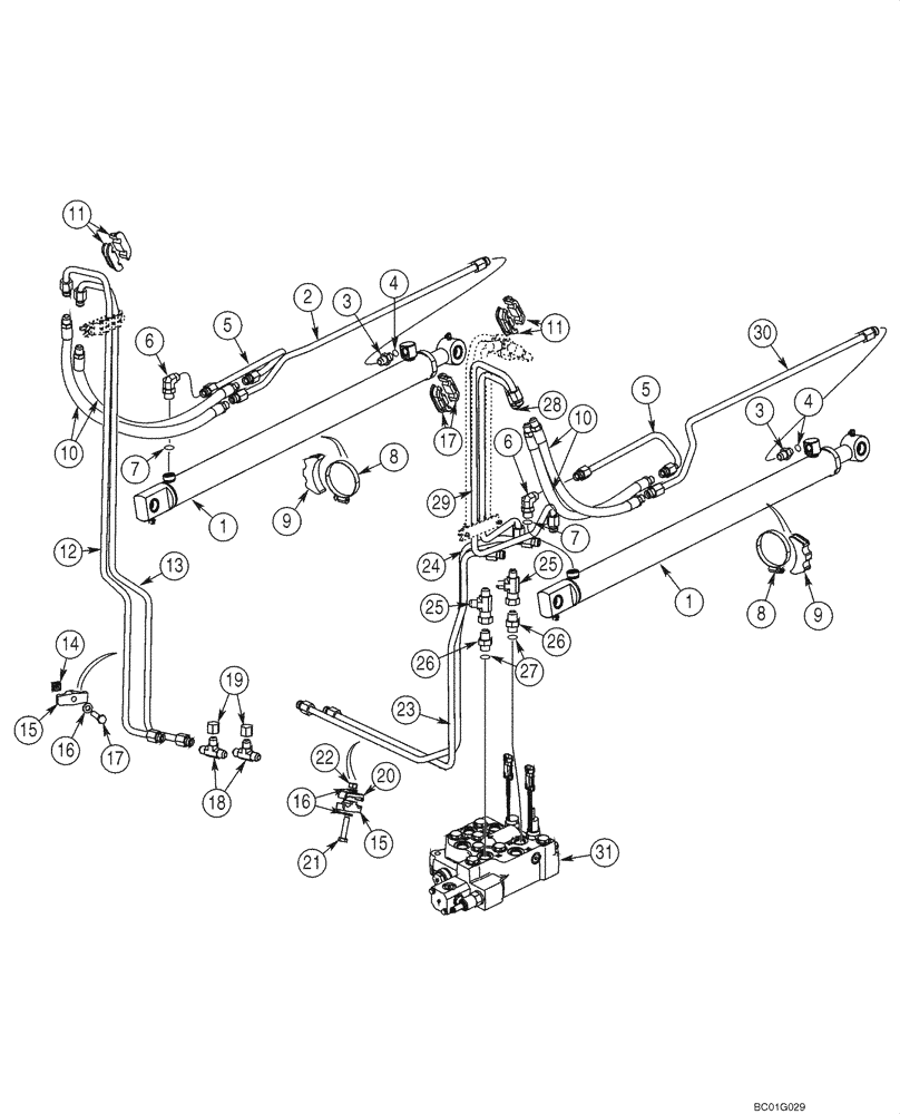 Схема запчастей Case 60XT - (08-01) - HYDRAULICS - LOADER LIFT (08) - HYDRAULICS