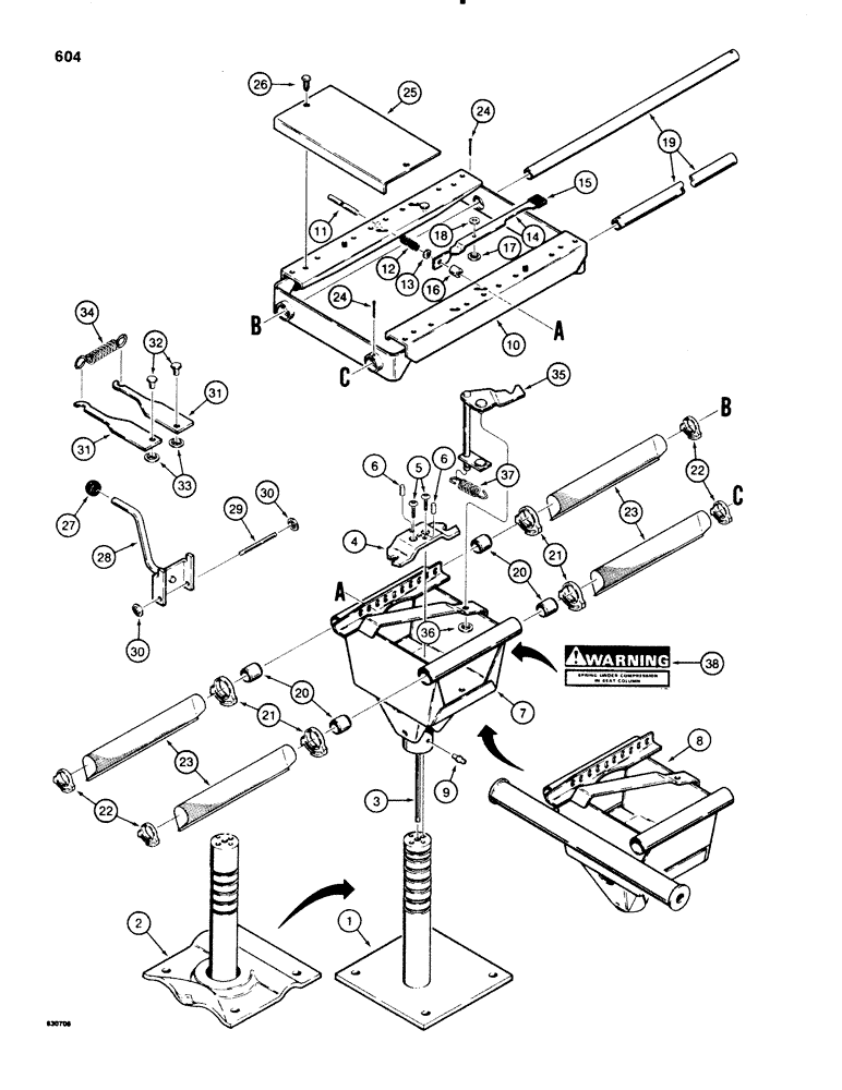 Схема запчастей Case 580SE - (604) - D124103 AND D124104 STANDARD SEAT SUPPORTS (09) - CHASSIS/ATTACHMENTS