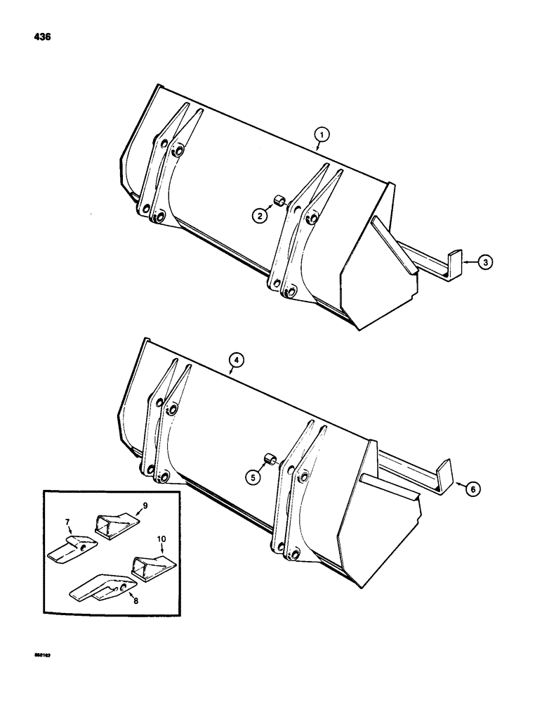 Схема запчастей Case 580D - (436) - LOADER BUCKETS (09) - CHASSIS/ATTACHMENTS