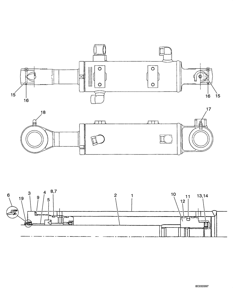 Схема запчастей Case CX31 - (08-83[00]) - CYLINDER, DOZER BLADE (CX31 ASN PW10 - 22001) (08) - HYDRAULICS