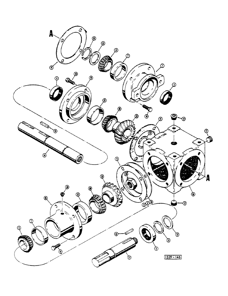 Схема запчастей Case 1529 - (084) - GEARBOX, UP TO NUMBER 3756412 (14) - MAIN GEARBOX & DRIVE