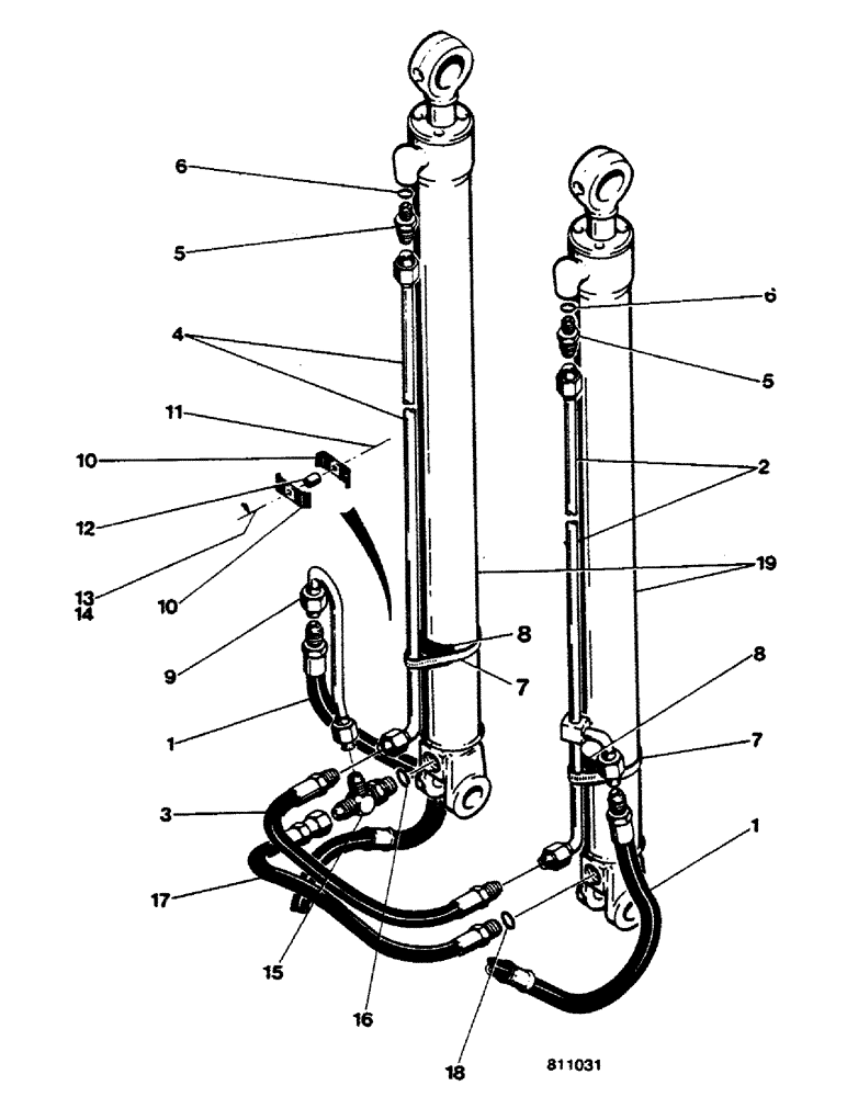 Схема запчастей Case 580G - (252) - SIDESHIFT BACKHOE - BOOM CYLINDER HYDRAULIC CIRCUIT (08) - HYDRAULICS